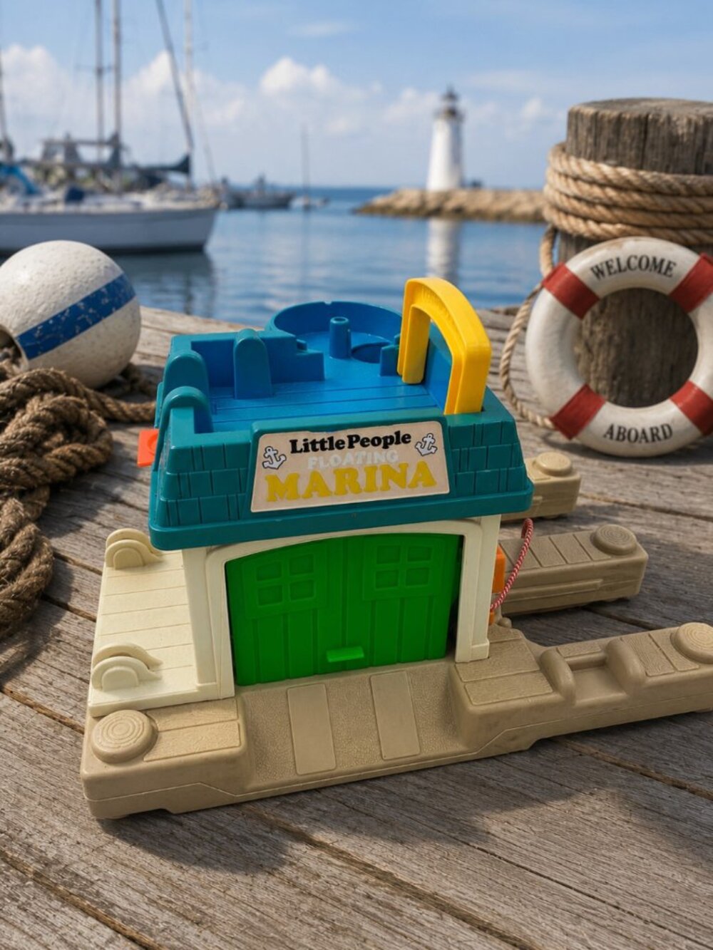 Vintage Fisher-Price Little People Floating Marina Playset 2582 1987 Boat Dock